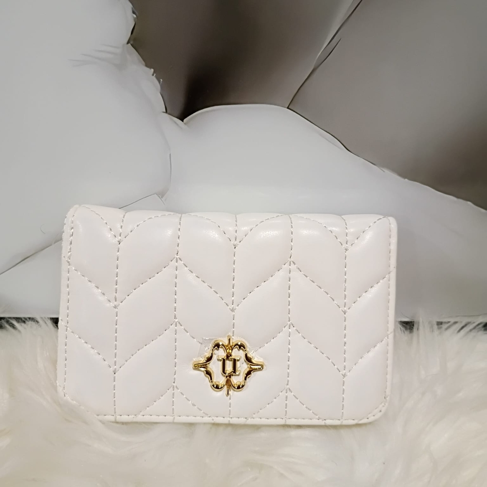 Nanette Lepore White Quilted Wallet with Gold Accent - Picture 1 of 3